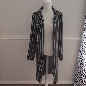 Olive and White Striped Duster Large NWT